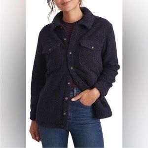 Like New Marine Layer 'Eden' Faux Shearling Fleece Shacket Women's XS (Navy)